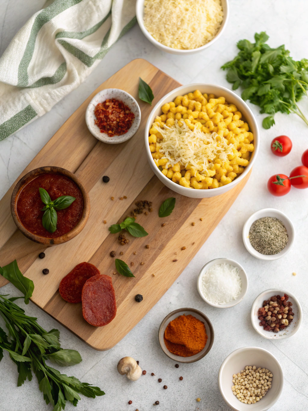 Instant Pot Pizza Mac and Cheese ingredients