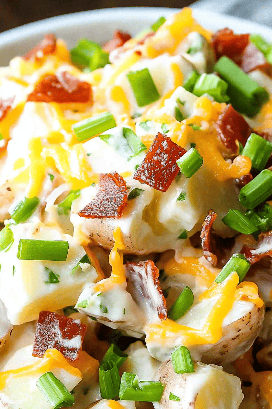 Loaded Baked Potato Salad Final Dish Presentation