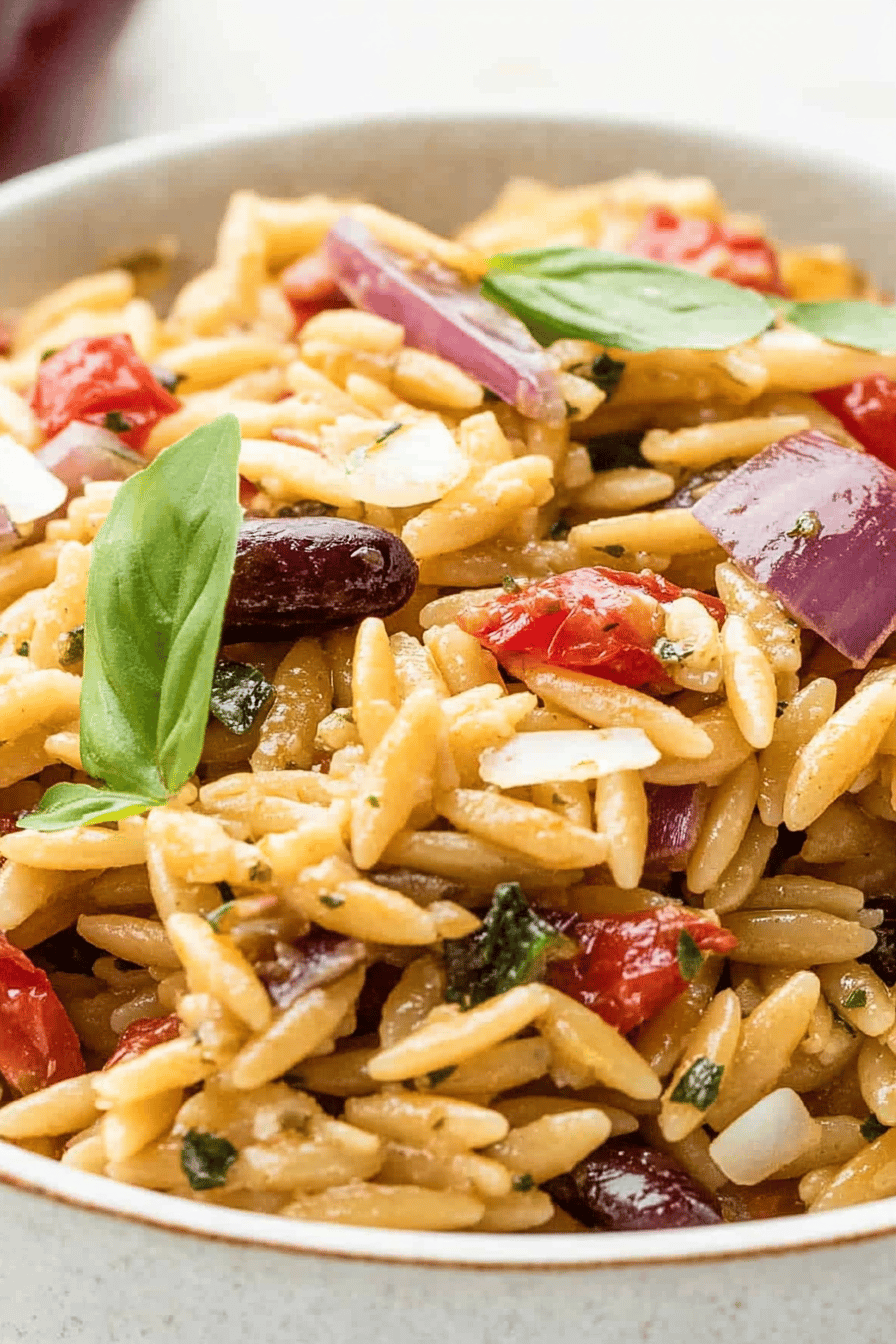 Mediterranean Orzo Salad Final Dish Presentation