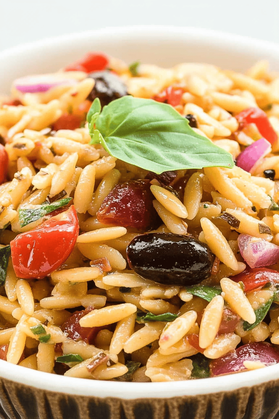 Mediterranean Orzo Salad ingredients