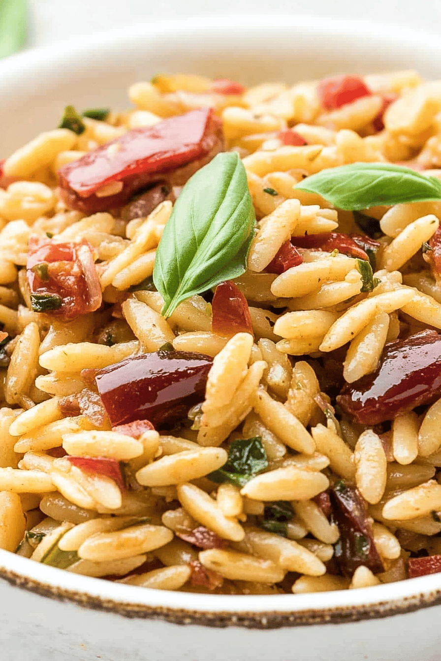 Mediterranean Orzo Salad Final Dish Presentation