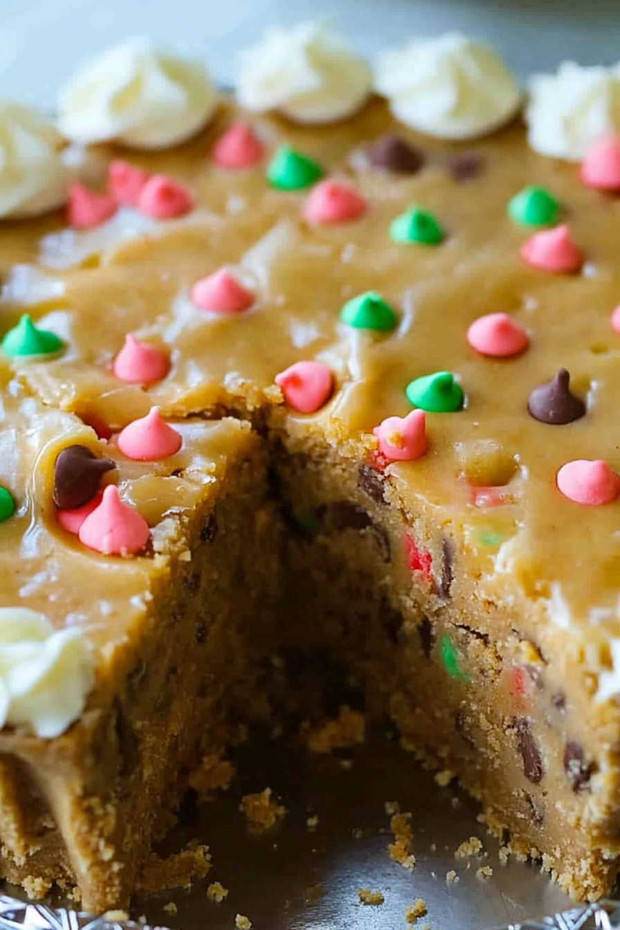 No-Bake Monster Cookie Dough Cheesecake Final Dish Presentation