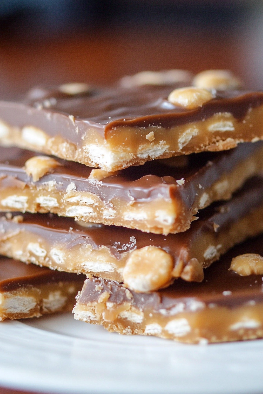 Peanut Butter Ritz Cracker Toffee Final Dish Presentation