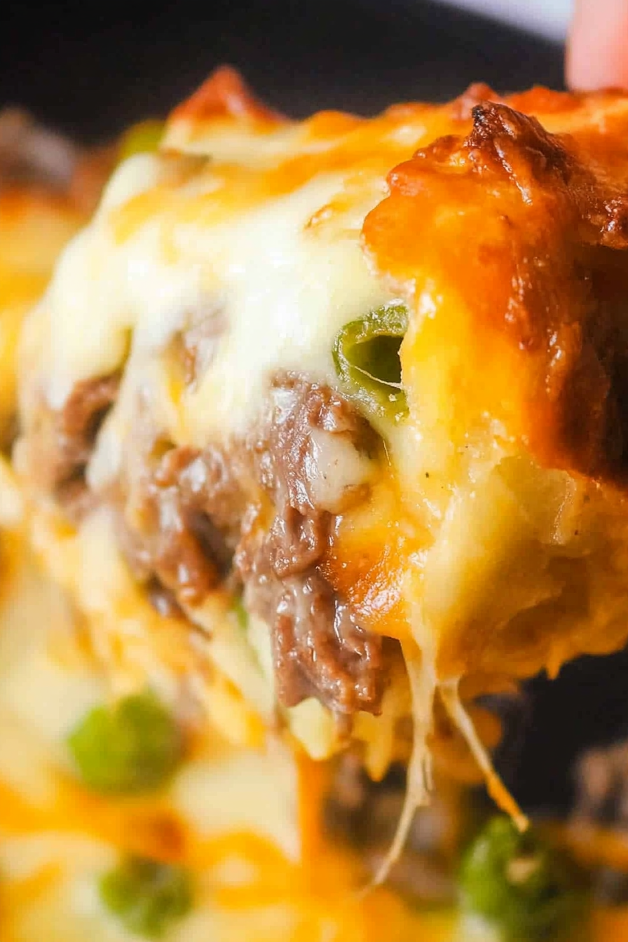 Philly Cheese Steak Pull Apart Bread Final Dish Presentation