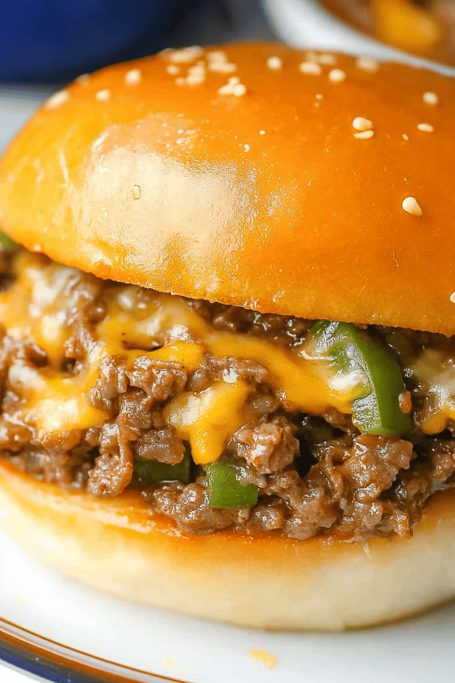 Philly Cheese Steak Sloppy Joes Final Dish Presentation