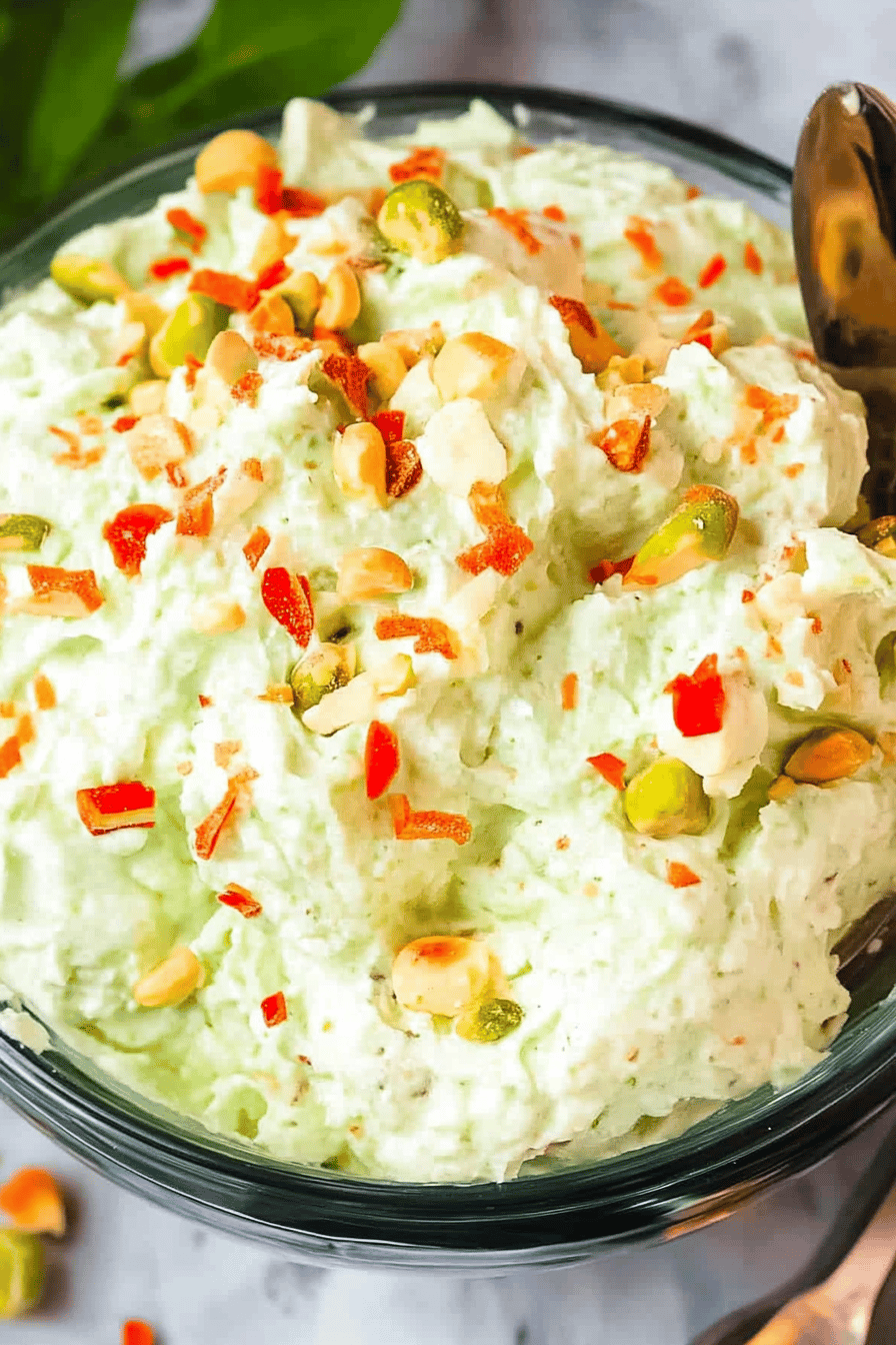 Pistachio Fluff Salad Final Dish Presentation