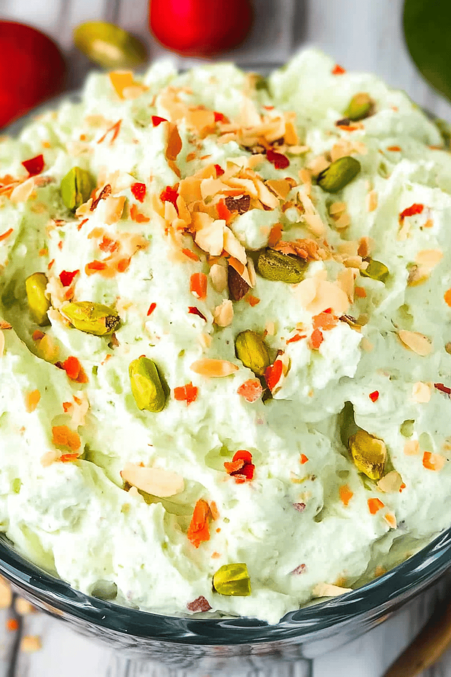 Pistachio Fluff Salad Final Dish Presentation