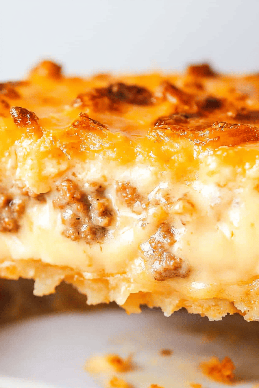 Sausage Cream Cheese Casserole Final Dish Presentation