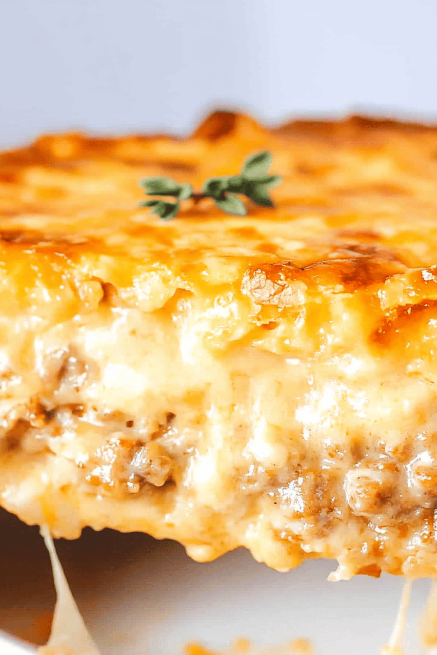 Sausage Cream Cheese Casserole Final Dish Presentation