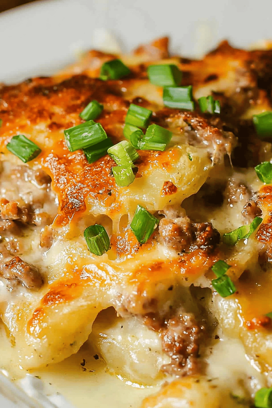 Sausage Potato Casserole Final Dish Presentation
