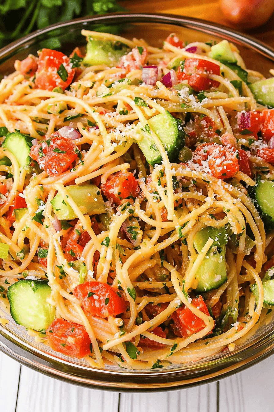 Spaghetti Salad Potluck Final Dish Presentation