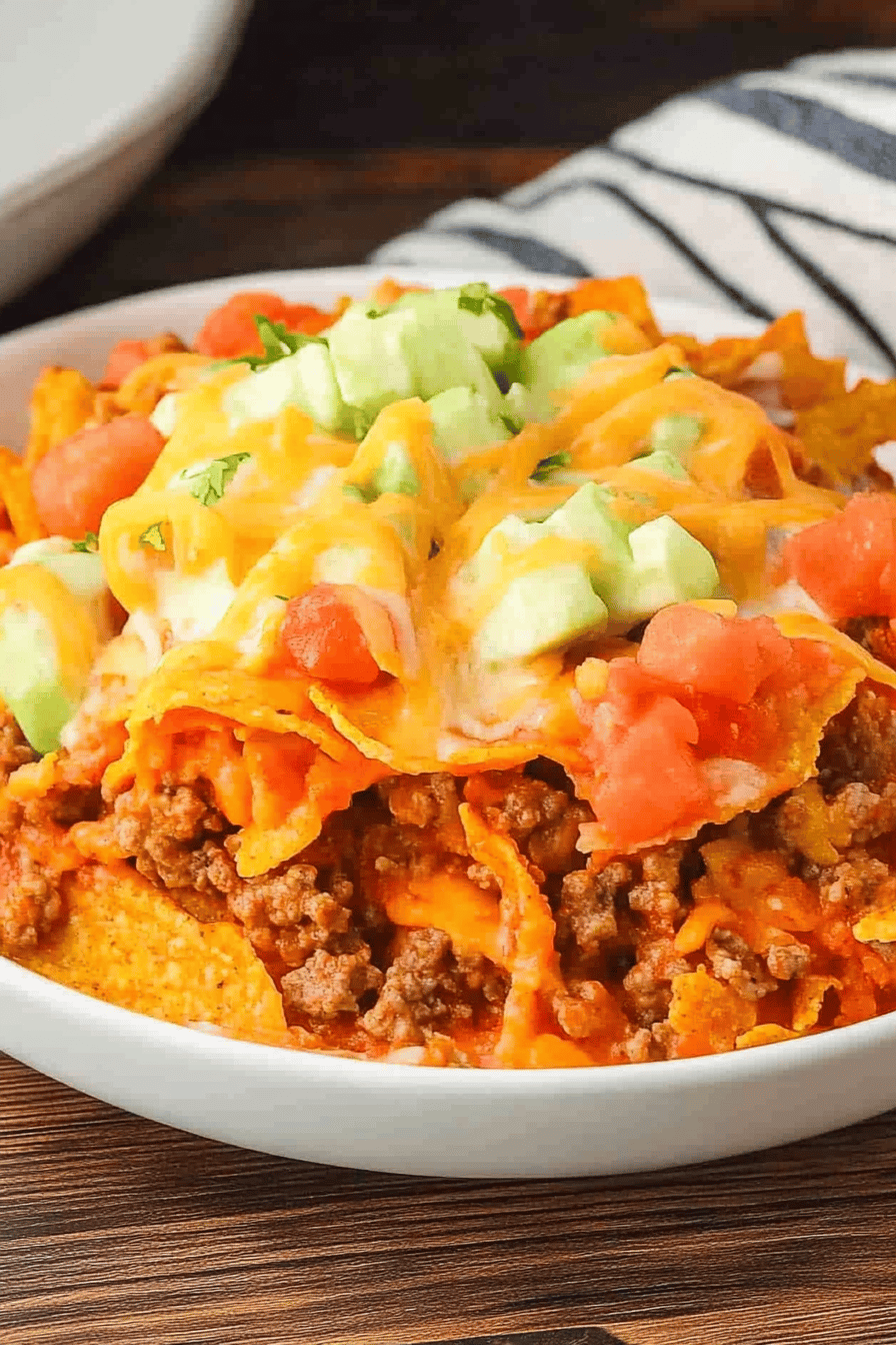 Taco Casserole Doritos Final Dish Presentation
