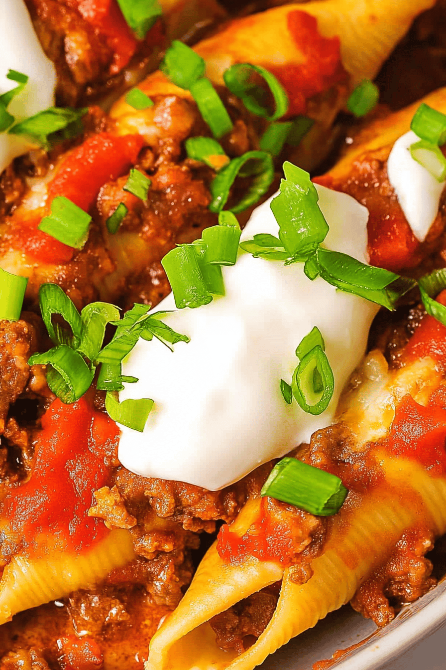 Taco Stuffed Shells Final Dish Presentation