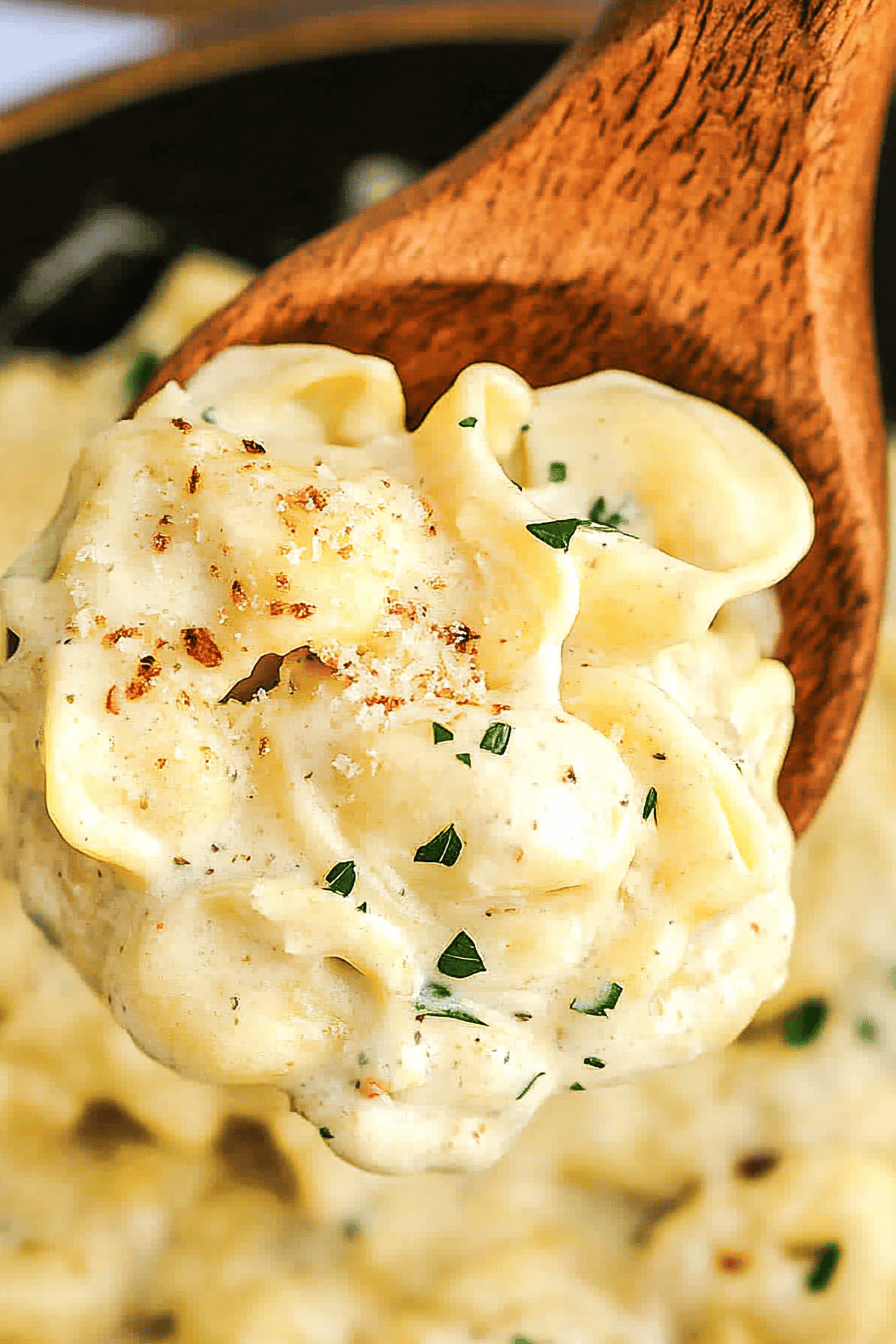 Tortellini Alfredo Recipe Final Dish Presentation