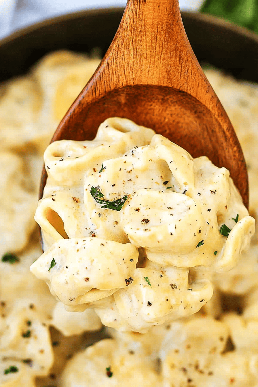 Tortellini Alfredo Recipe Final Dish Presentation