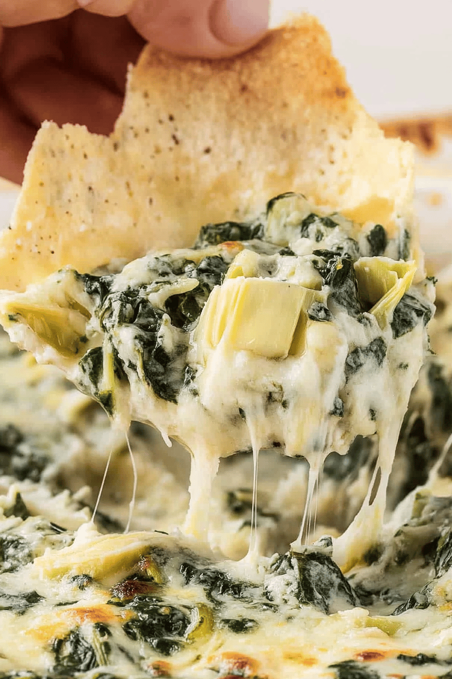 spinach artichoke dip Final Dish Presentation