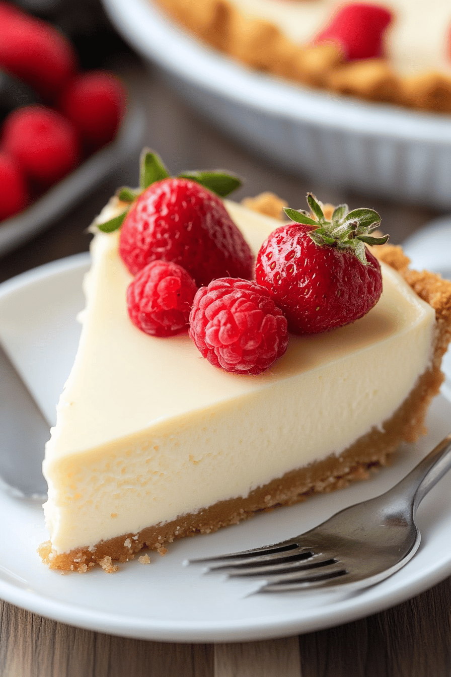 3-Ingredient Cheesecake slice on plate showing perfect texture and swirl pattern