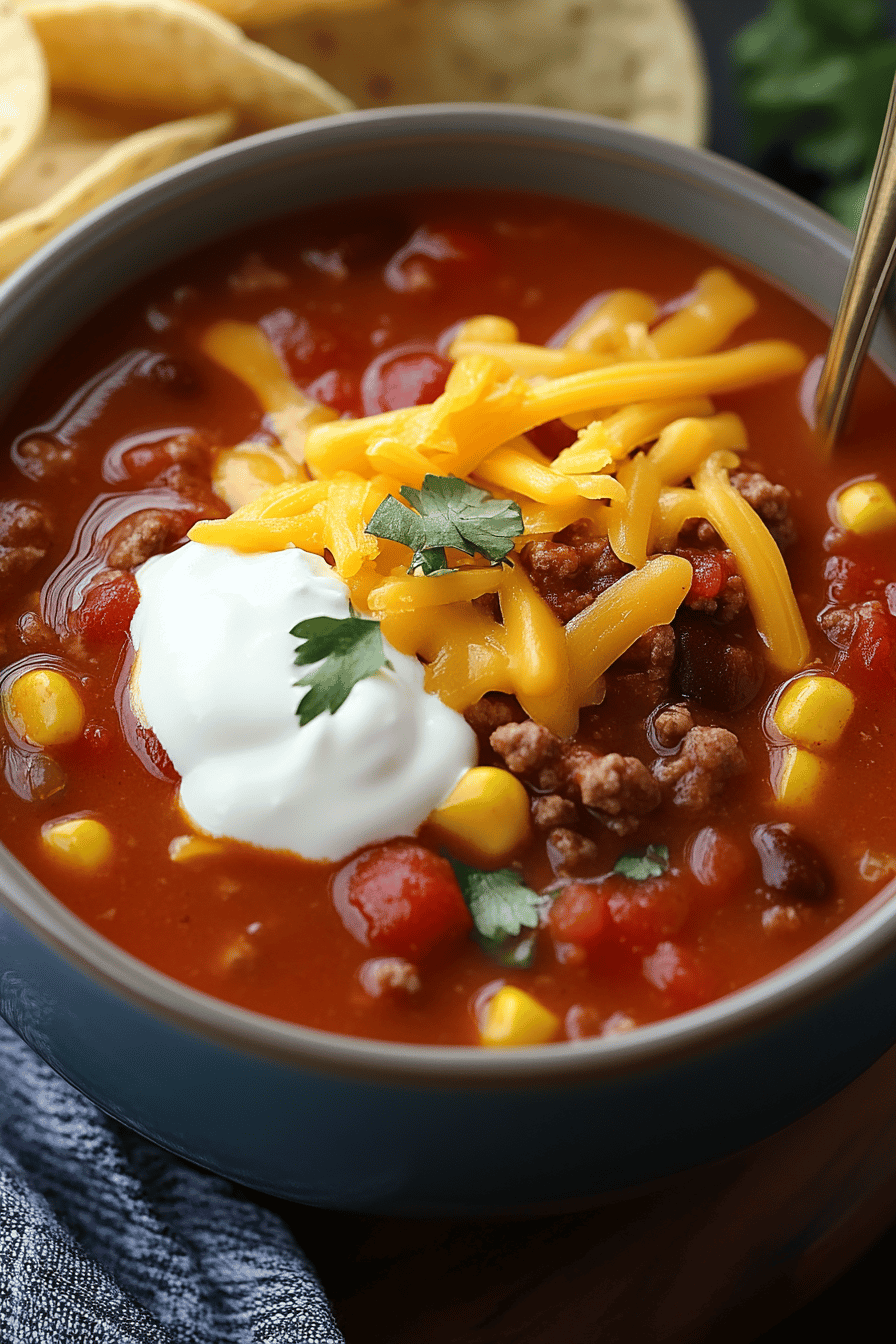 5-Ingredient Taco Soup ingredients organized and measured on kitchen counter