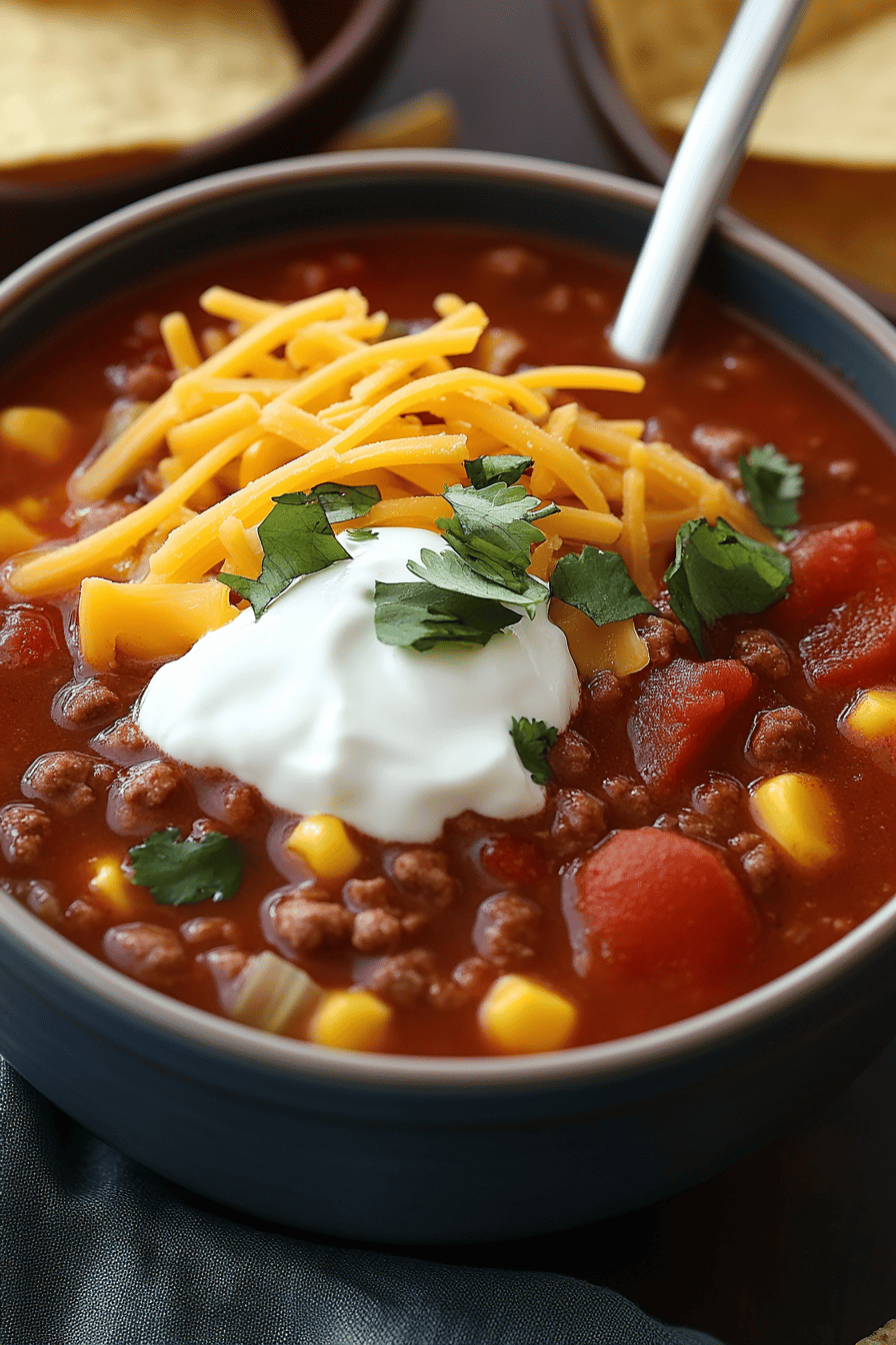 5-Ingredient Taco Soup final dish beautifully presented and ready to serve