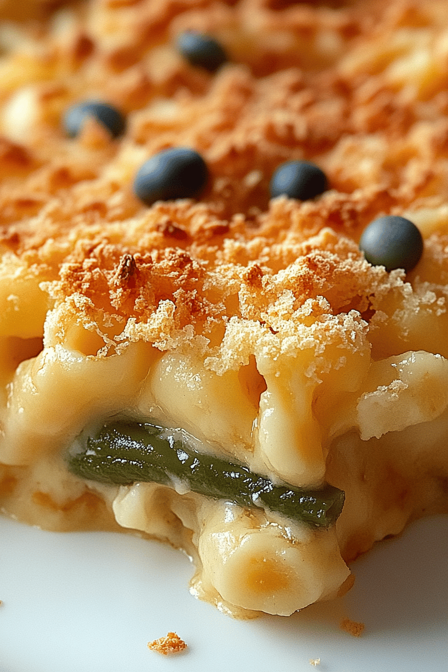 7-Cheese Green Bean Casserole final dish beautifully presented and ready to serve