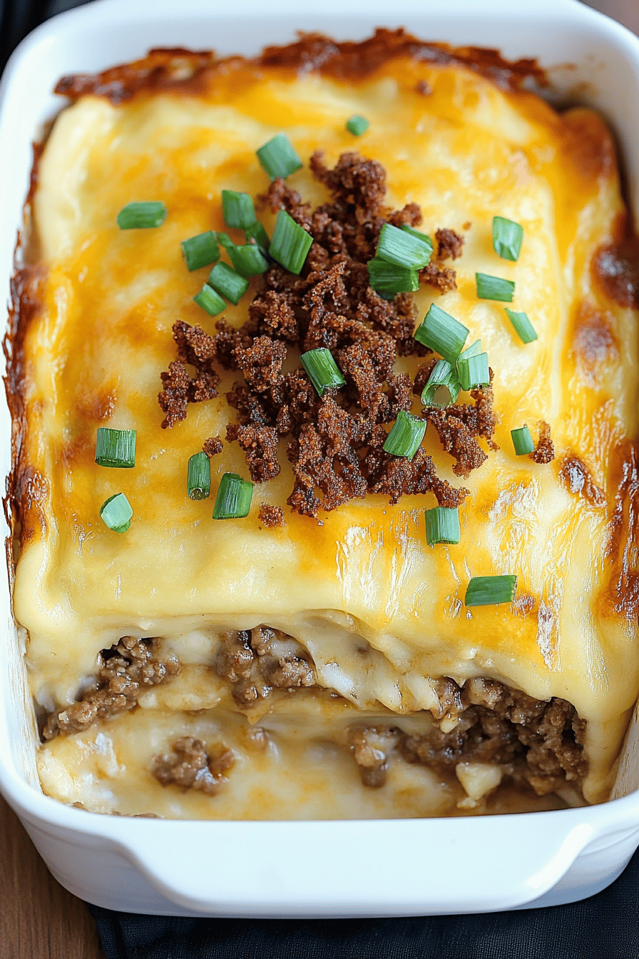 7-Layer Pierogi Casserole slice on plate showing perfect texture and swirl pattern