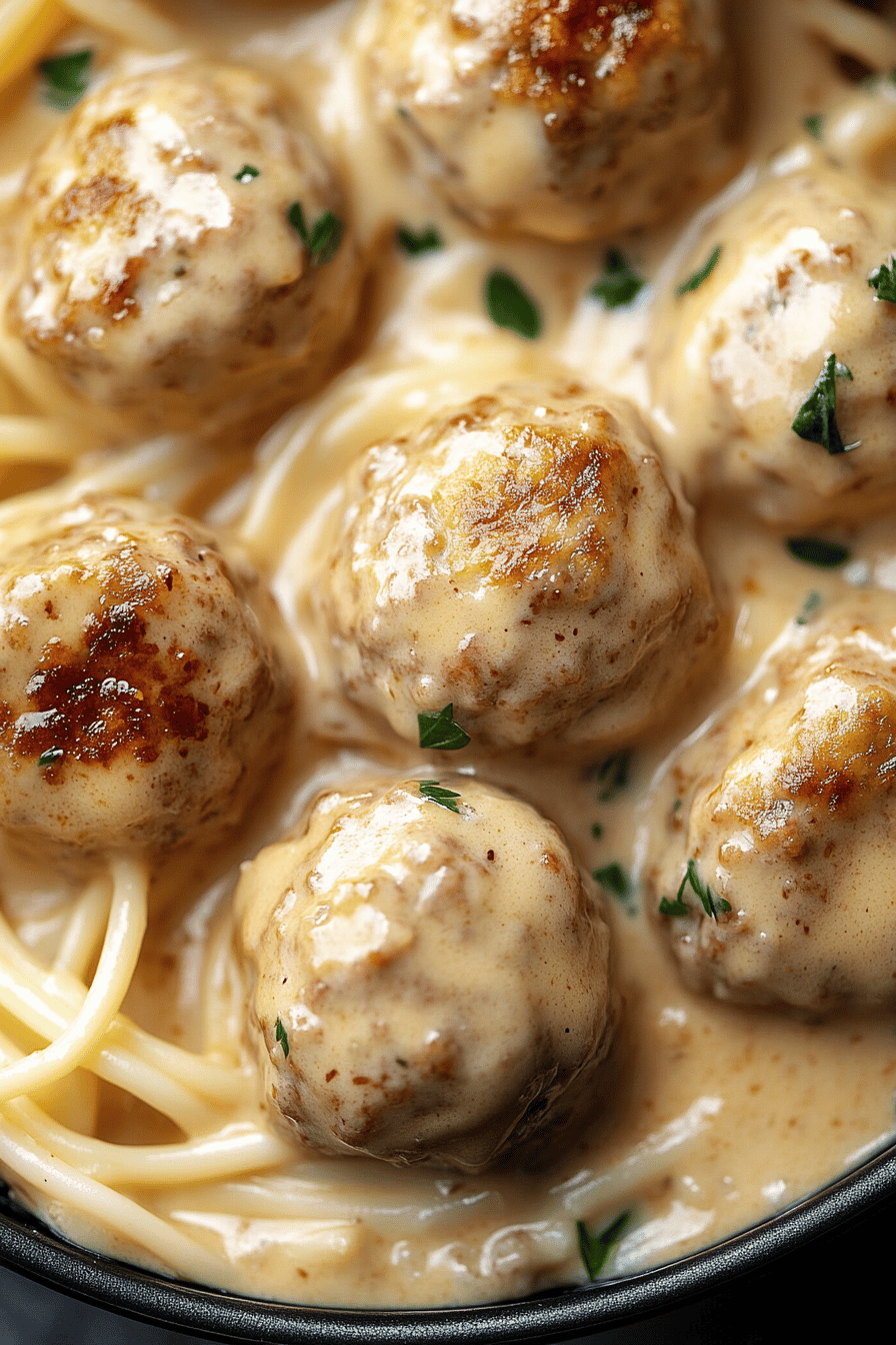 Alfredo Meatballs Recipe ingredients organized and measured on kitchen counter