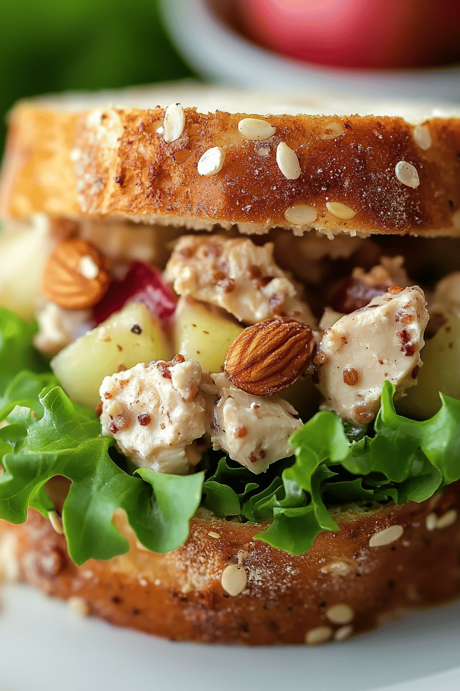 Apple Walnut Chicken Salad ingredients organized and measured on kitchen counter