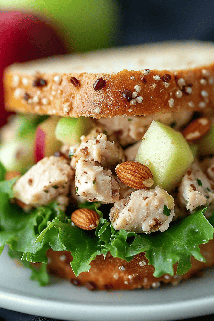 Apple Walnut Chicken Salad final dish beautifully presented and ready to serve