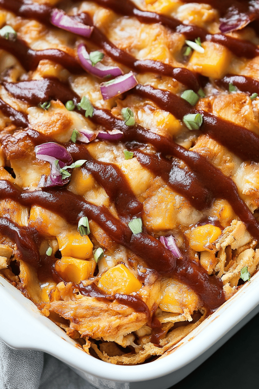 BBQ Chicken Casserole ingredients organized and measured on kitchen counter