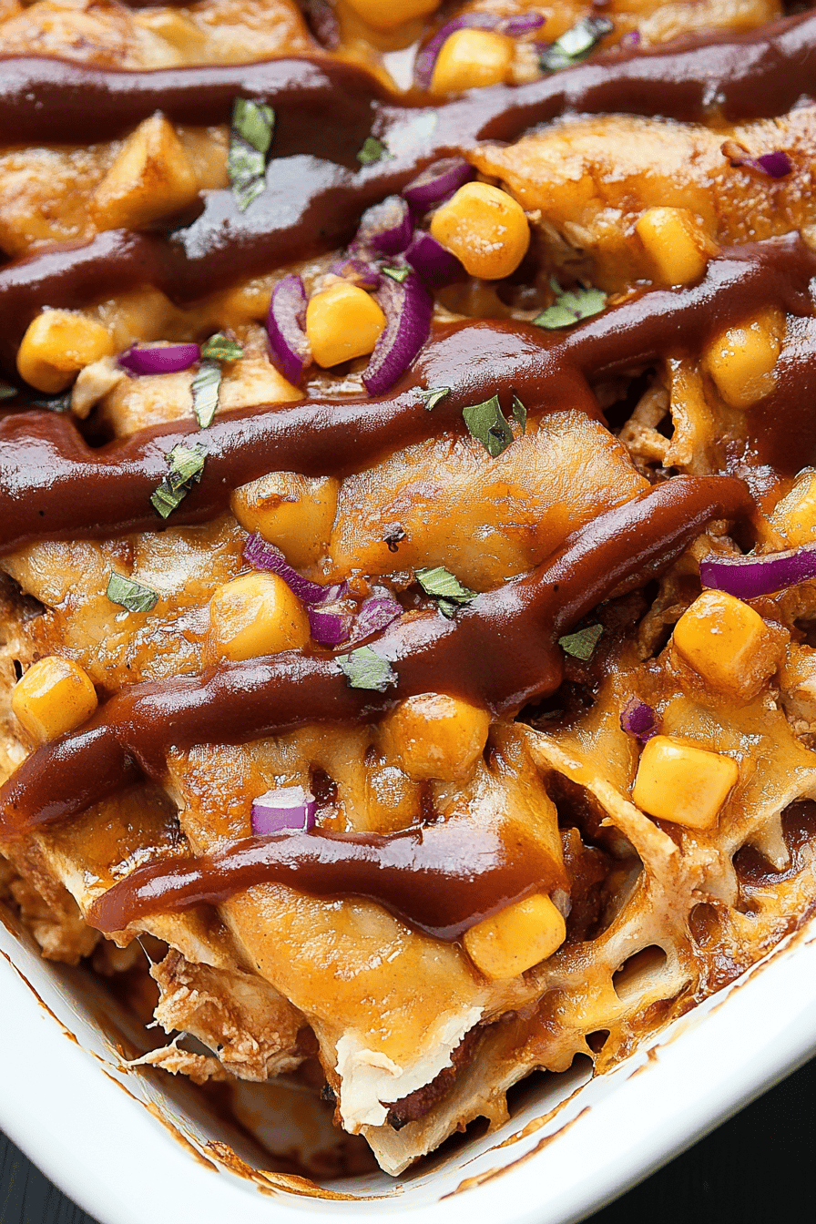 BBQ Chicken Casserole final dish beautifully presented and ready to serve