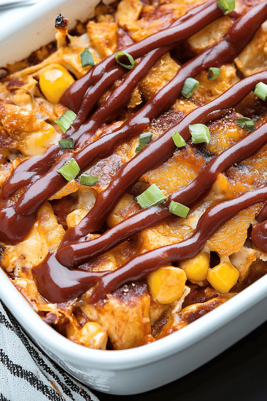 BBQ Chicken Casserole slice on plate showing perfect texture and swirl pattern