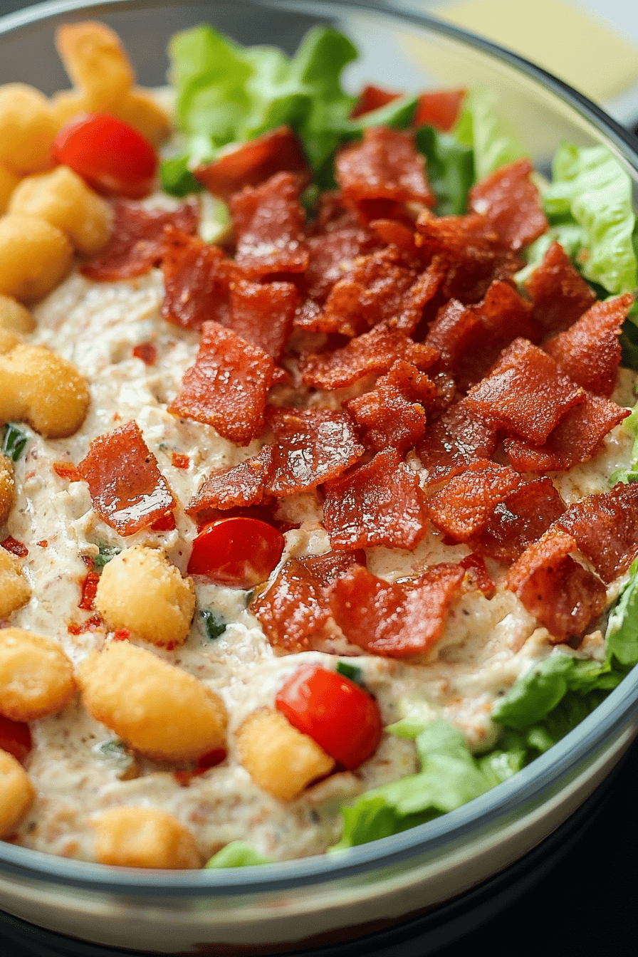 BLT Dip final dish beautifully presented and ready to serve