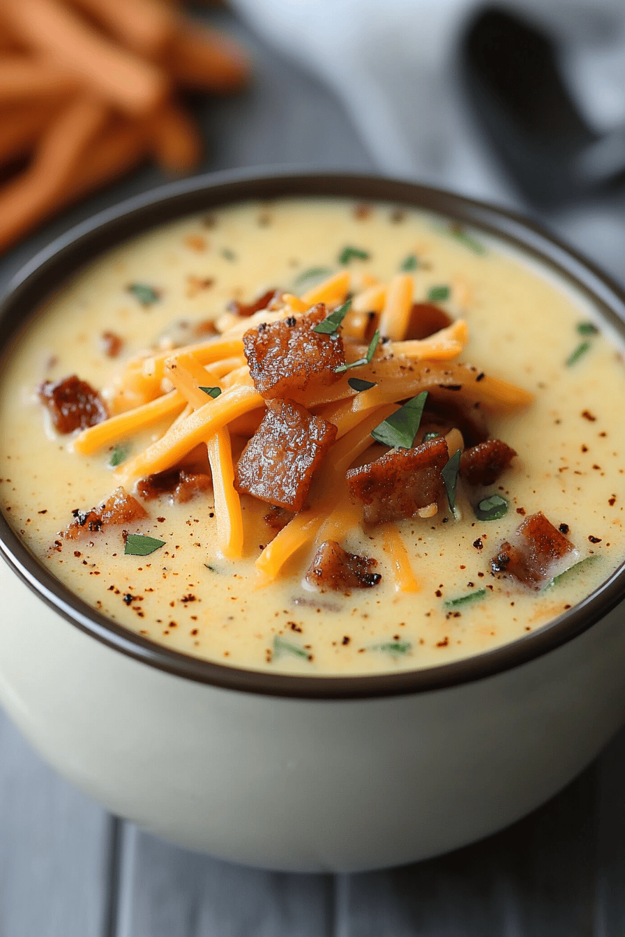Bacon Cheeseburger Soup ingredients organized and measured on kitchen counter
