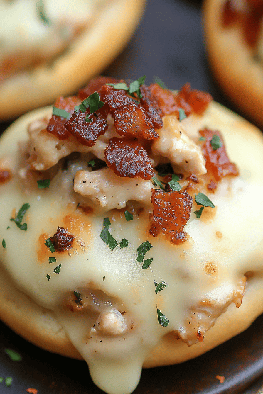Bacon Chicken Alfredo English Muffins ingredients organized and measured on kitchen counter