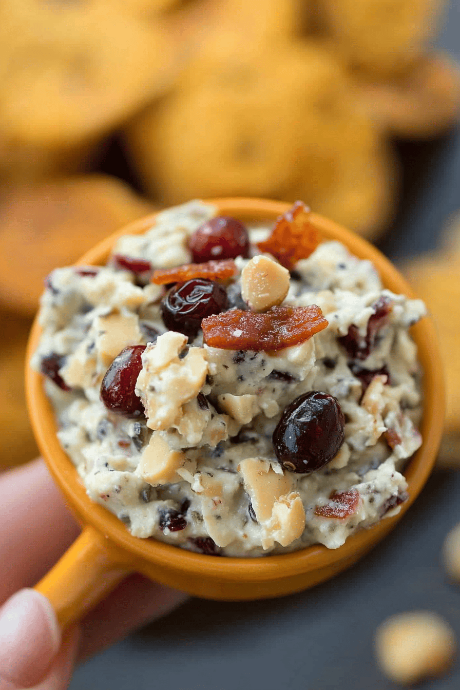 Bacon Cranberry Walnut Dip ingredients organized and measured on kitchen counter