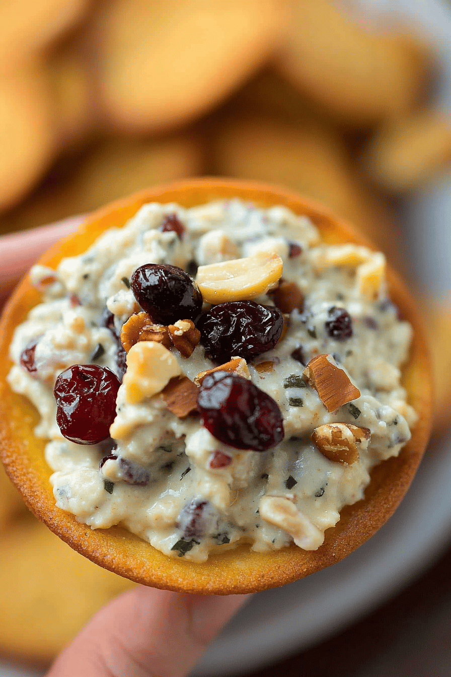 Bacon Cranberry Walnut Dip final dish beautifully presented and ready to serve