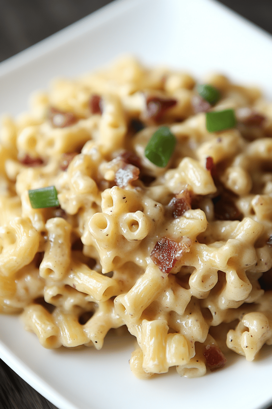Bacon Cream Cheese Pasta slice on plate showing perfect texture and swirl pattern