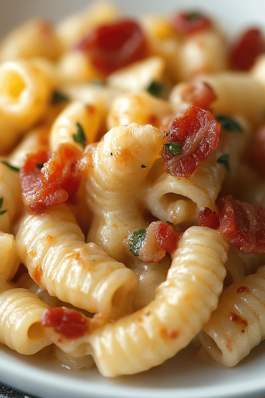 Bacon Pasta Recipe final dish beautifully presented and ready to serve