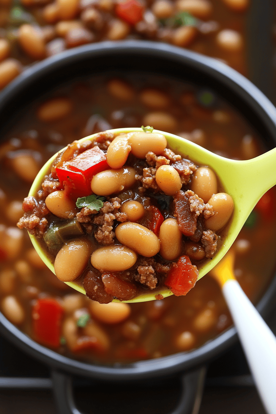 Baked Beans with Ground Beef ingredients organized and measured on kitchen counter