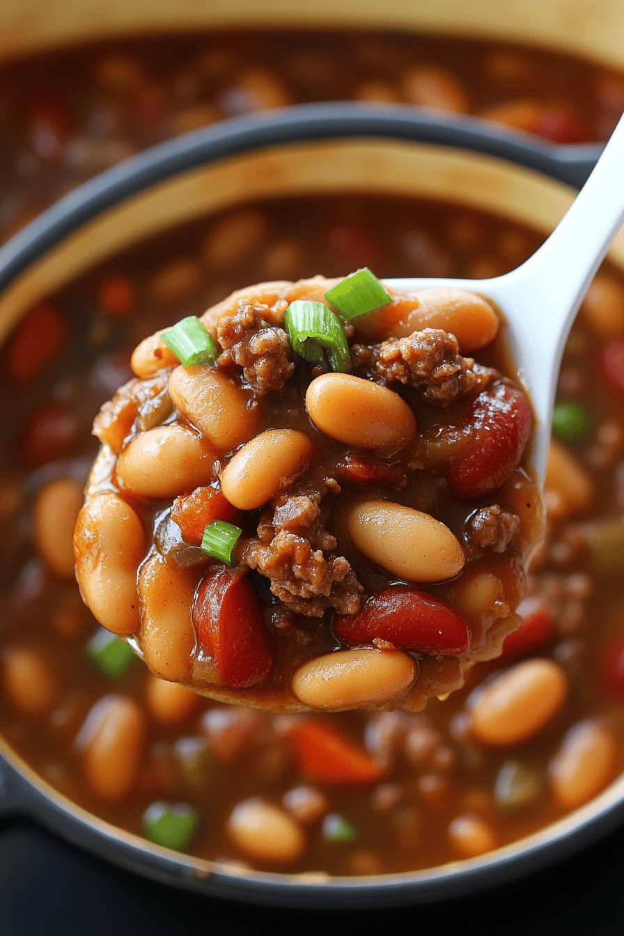Baked Beans with Ground Beef final dish beautifully presented and ready to serve