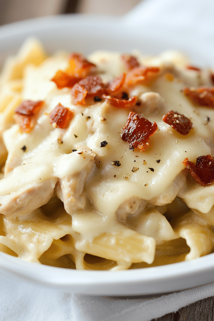 Baked Chicken Alfredo Pasta ingredients organized and measured on kitchen counter