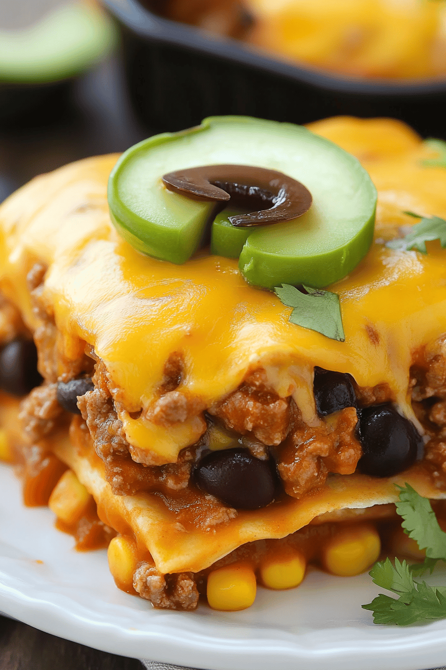 Beef Enchilada Casserole ingredients organized and measured on kitchen counter