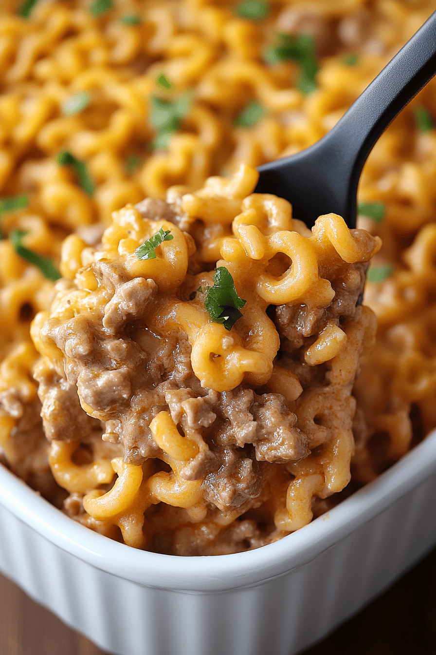 Beef Noodle Casserole ingredients organized and measured on kitchen counter