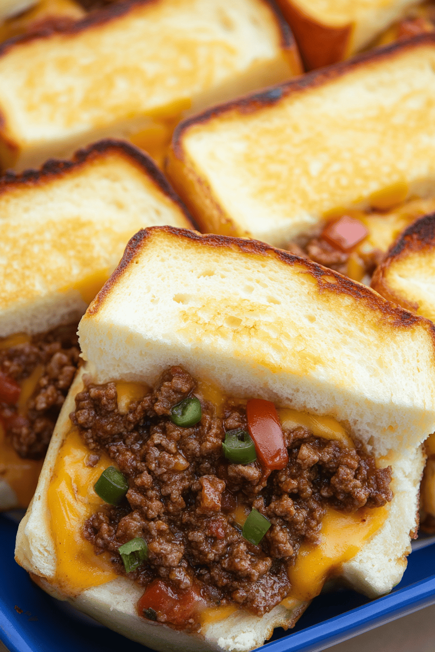 Beef Taco Grilled Cheese Casserole slice on plate showing perfect texture and swirl pattern