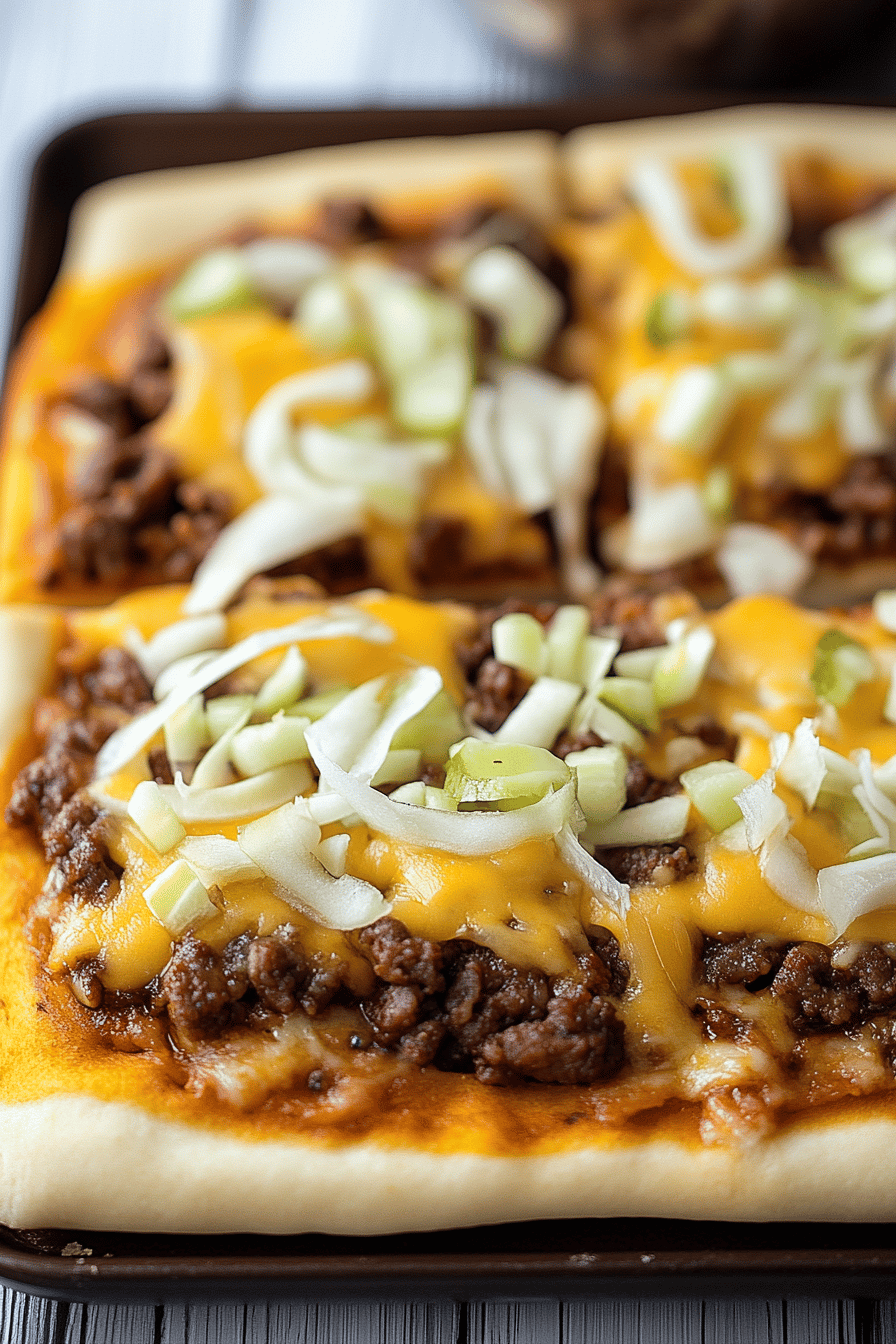 Big Mac Pizza final dish beautifully presented and ready to serve