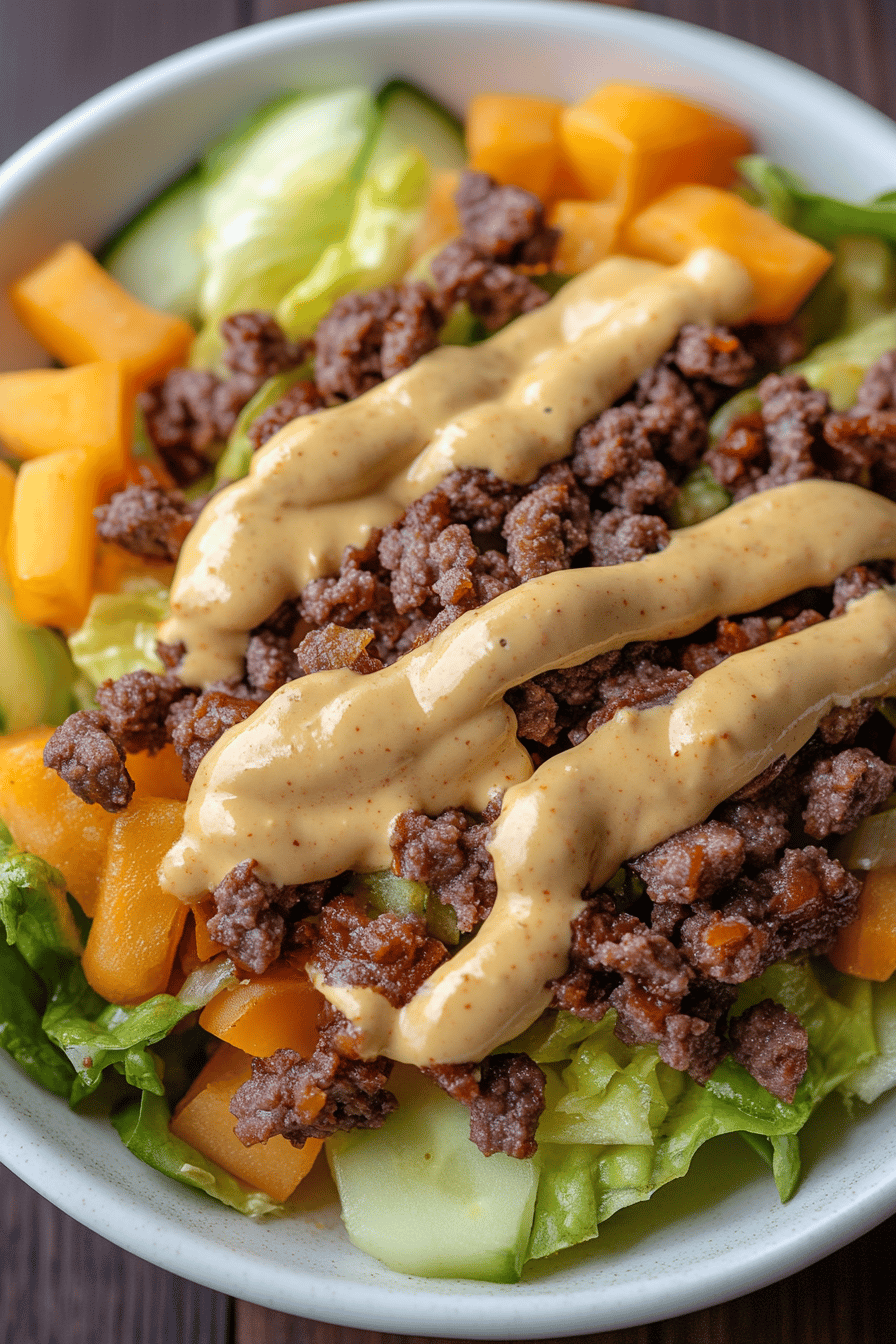 Big Mac Salad final dish beautifully presented and ready to serve