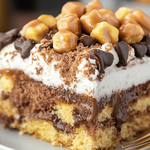 Butterfinger Poke Cake