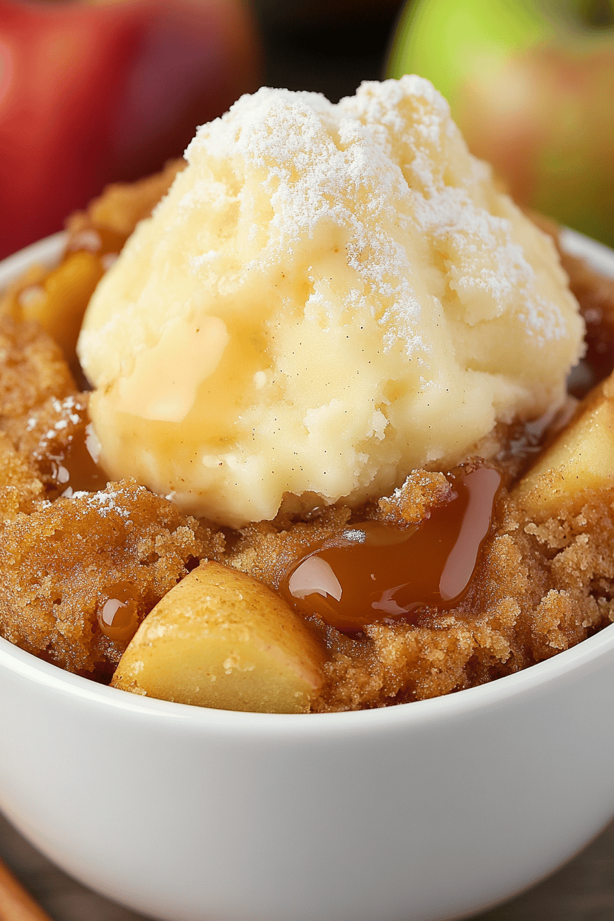 Caramel Apple Dump Cake final dish beautifully presented and ready to serve