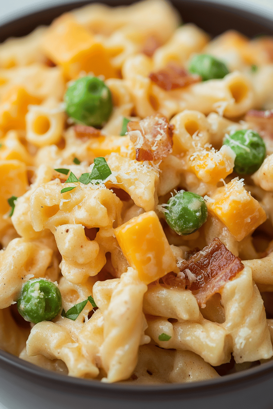 Cheddar Bacon Ranch Pasta Salad final dish beautifully presented and ready to serve