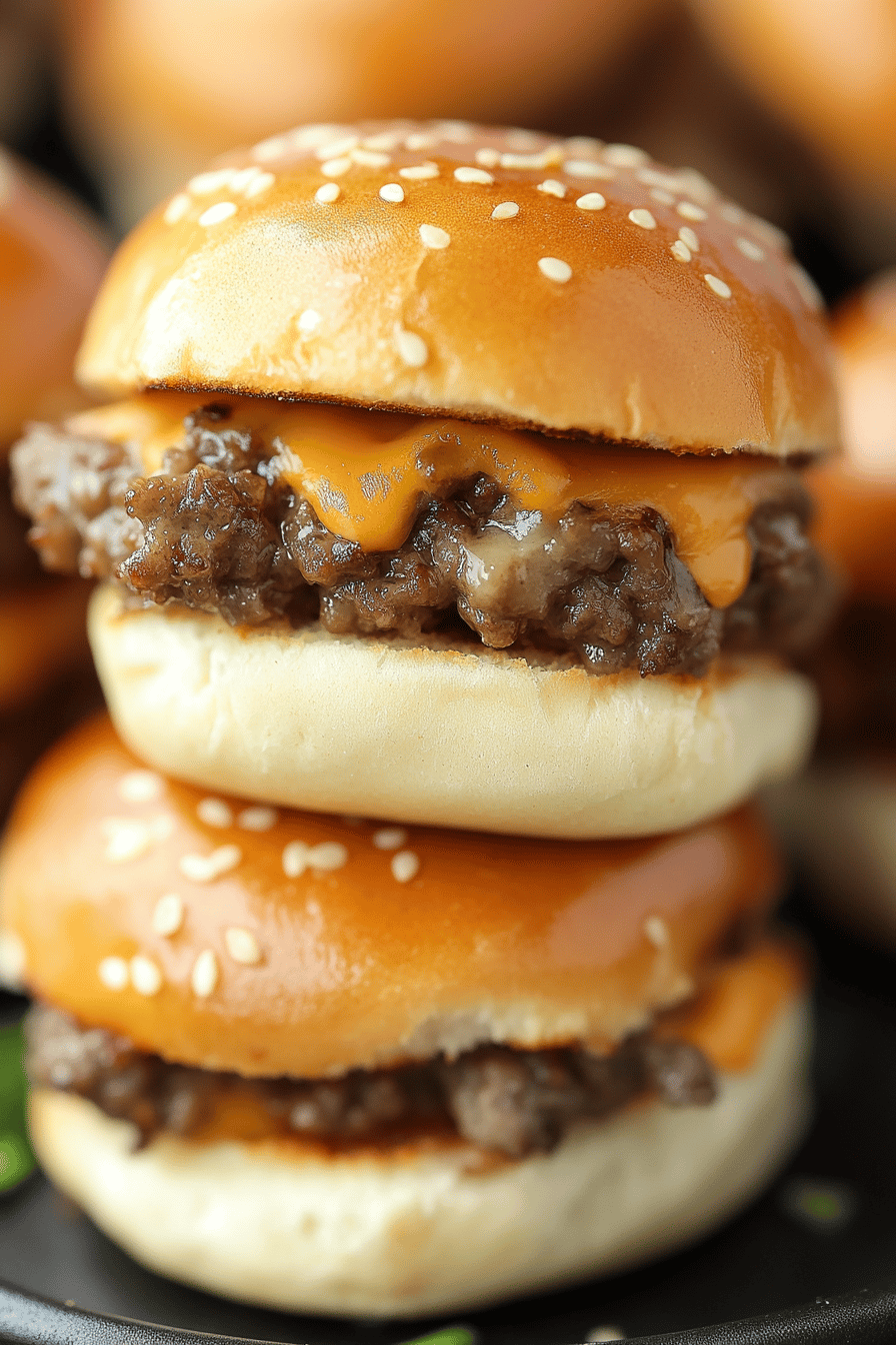 Cheeseburger Sliders slice on plate showing perfect texture and swirl pattern